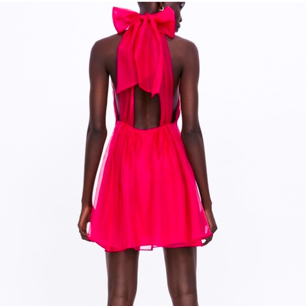 Zara chiffon mini dress with massive bow